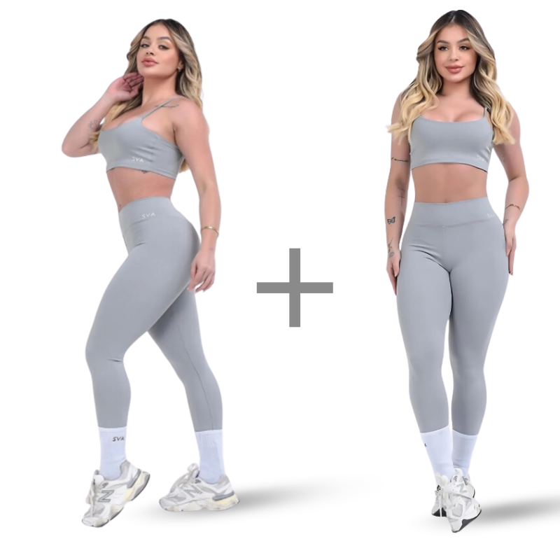 Combo: Top Thais y Calzas Basic Gris + Top Thais y Calzas Basic Gris