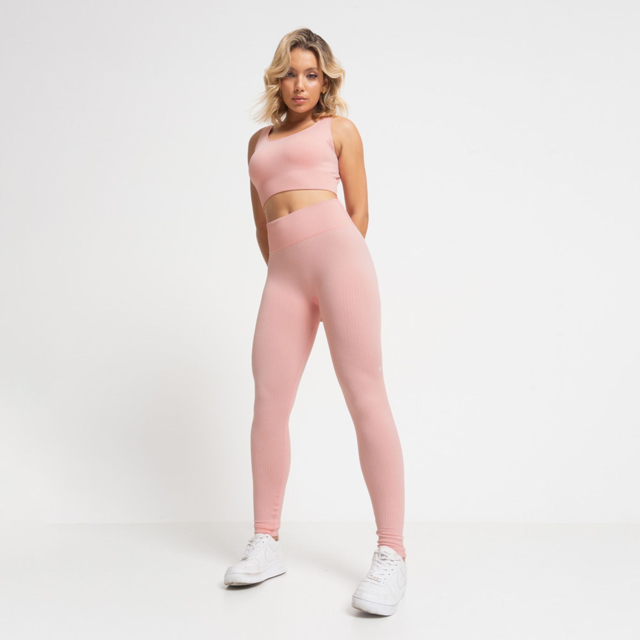 Legging Fitness Seamless Básico Melocotón Acanalado