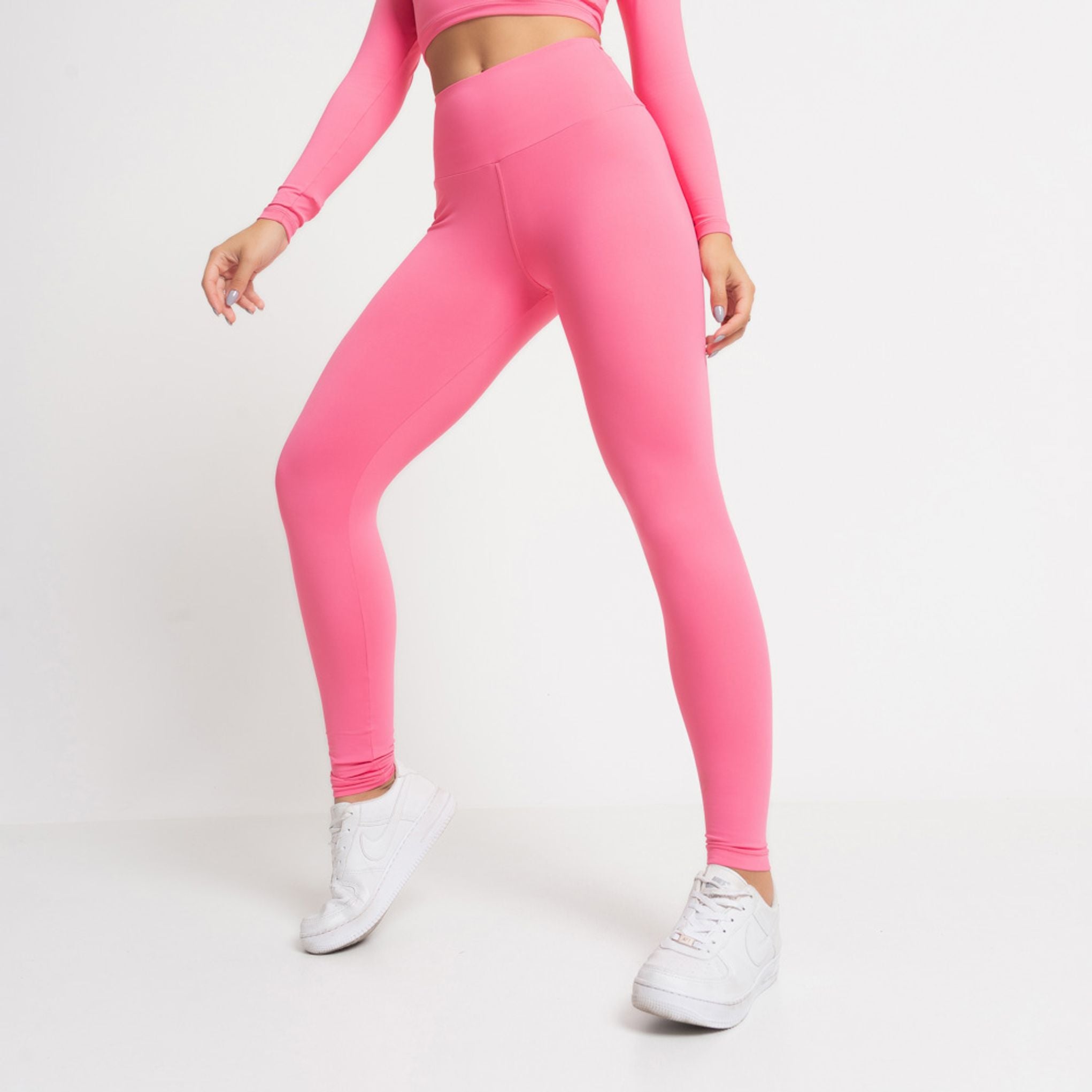 Legging Fitness Manga Larga Rosa