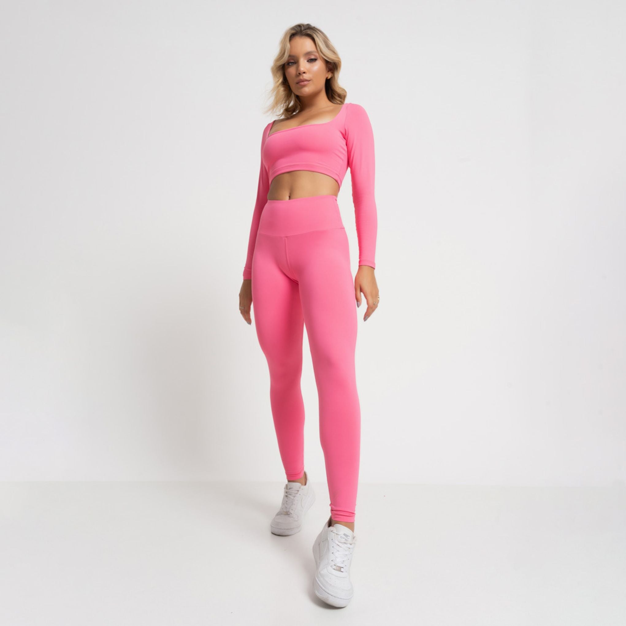 Legging Fitness Manga Larga Rosa